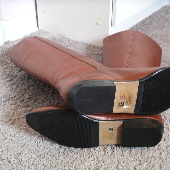 Vintage 100% leather saddle brown women's knee-high equestrian boots size 8.5 - Picture 9 of 14